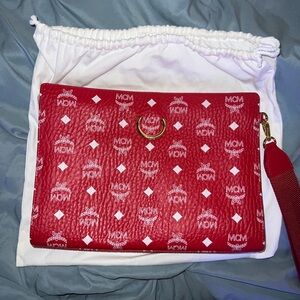 MCM Red and White Logo Clutch